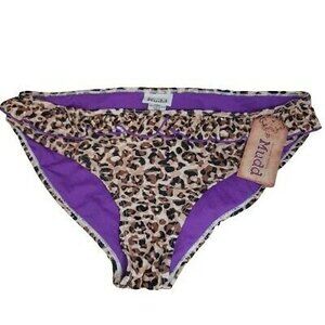 NWT XL Mudd Cheetah/Purple Swimsuit Bathing Suit Separates - BOTTOMS ONLY ruffle